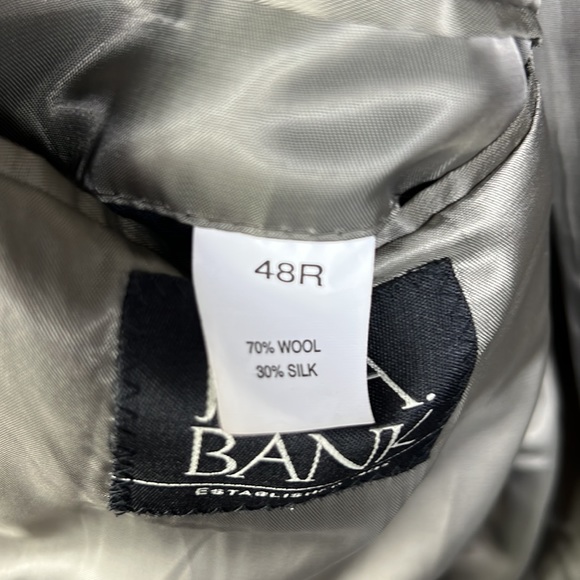 Jos A. Bank Wool Silk Blend Tan Brown Houndstooth Plaid Sports Coat Blazer 48R - Picture 8 of 15